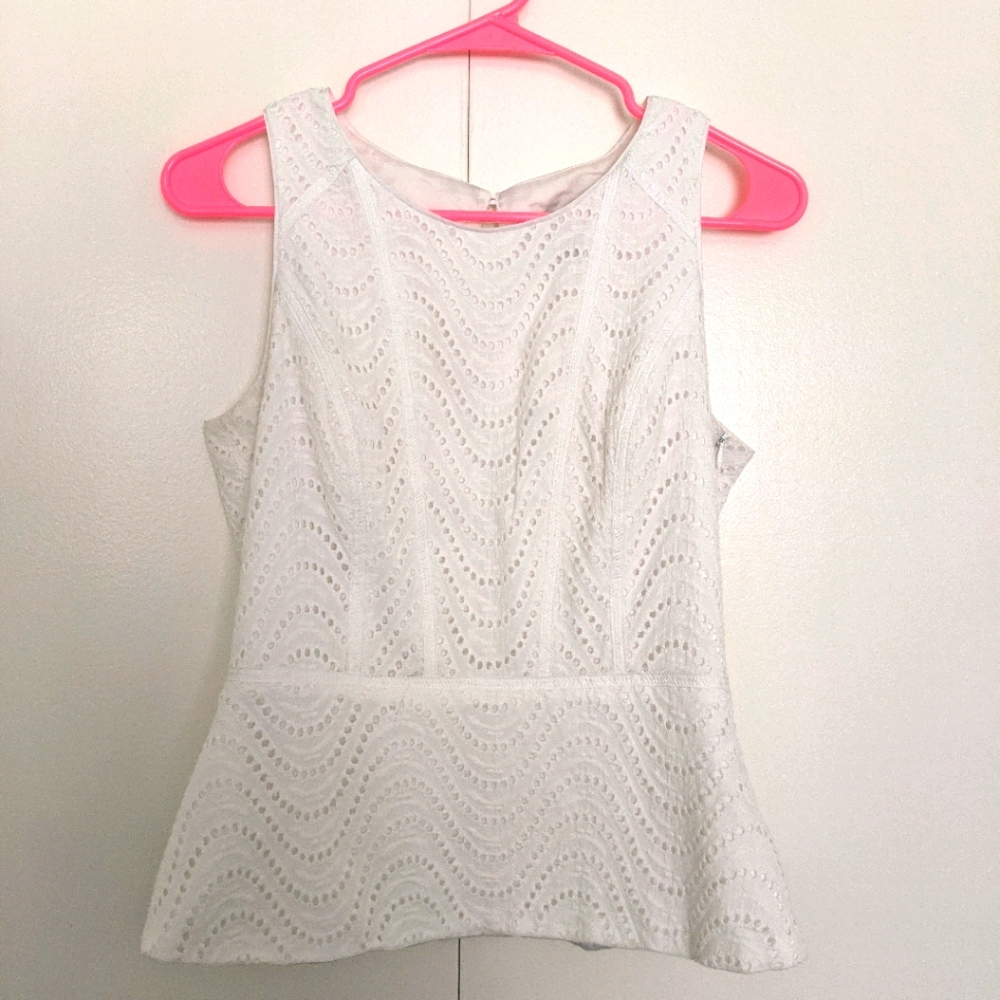 Sleeveless Eyelet Peplum Top